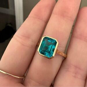 Emerald solid 10k yellow gold ring